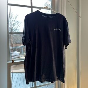 Hill City Dark Gray 100 Percent Cotton T-Shirt Men's XL 28.5” long plain back